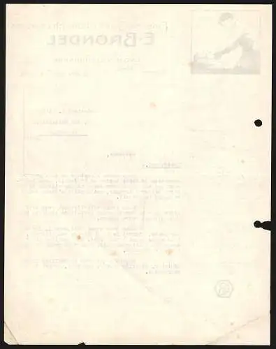 Rechnung Lyon-Villeurbanne 1930, E. Brondel, Etabl. de Constructions Mécaniques, Schmied bei der Arbeit