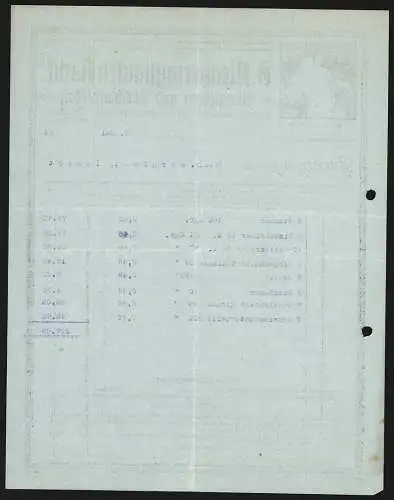 Rechnung Iserlohn 1924, A. Mengeringhausen Nachf., Eisengiesserei und Maschinenfabrik, Stilisierter Metallarbeiter