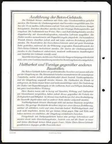 Rechnung Breidenstein, Hermann Schwarz, Hallen- und Garagenbau, Ansicht eines zerlegbaren Betonbaus