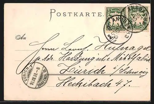 Lithographie Ansbach / Bayern, Totalansicht mit Kirche