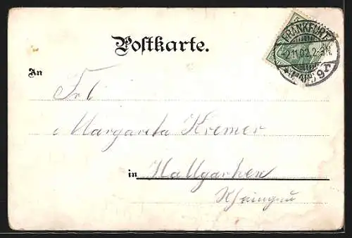 Mondschein-Lithographie Frankfurt a. M., Stoltze-Denkmal, Kaiser Wilhelm-Denkmal, Opernhaus