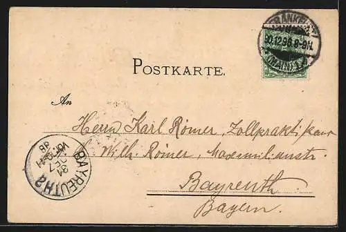 Lithographie Frankfurt, Neue Post, Römer & Römerberg, Panorama