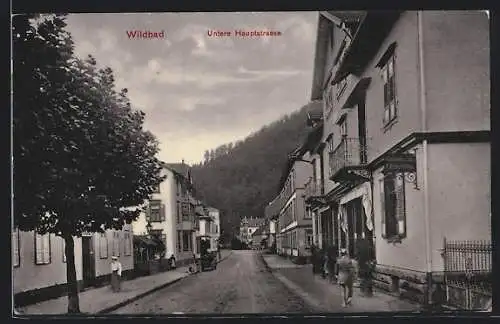 AK Wildbad / Württ., Untere Hauptstrasse mit Conditorei-Cafe A. Krömer Wwe.