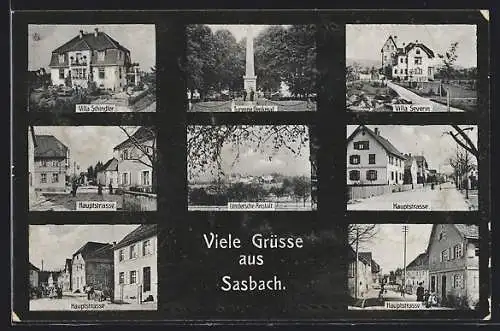 AK Sasbach / Baden, Villen Schindler und Severin, Hauptstrasse, Lendersche Anstalt