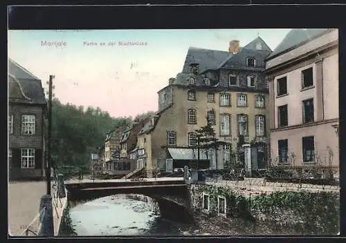 AK Montjoie, Strasse an der Stadtbrücke mit Hotel De la Tour