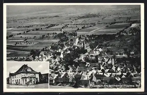 AK Eschbach / Müllheim, Gemischtwarenhandlung von E. Kisling, Fliegeraufnahme