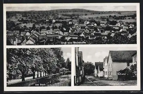 AK Weinsheim / Bad Kreuznach, Hauptstrasse, Am Bach, Ortsansicht