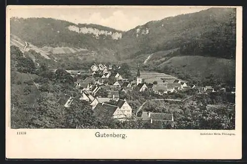 AK Gutenberg / Lenningen, Teilansicht mit Kirche
