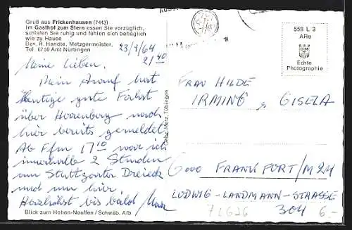 AK Frickenhausen / Nürtingen, Ortsansicht mit Landstrasse