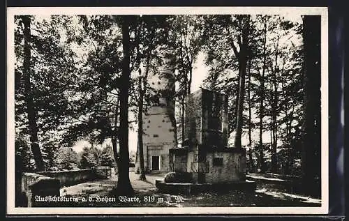 AK Hohe Warte / Reutlingen, Aussichtsturm im Wald