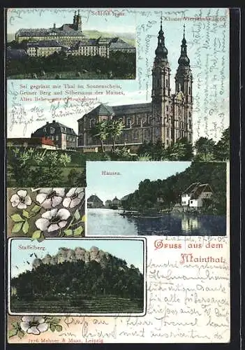 AK Banz / Staffelstein, Ansicht vom Schloss, Kloster Vierzehnheiligen