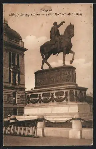 AK Belgrad, Fürst Michael Monument, Reiterdenkmal