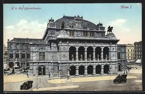 AK Wien, K. k. Hof-Operntheater aus der Vogelschau