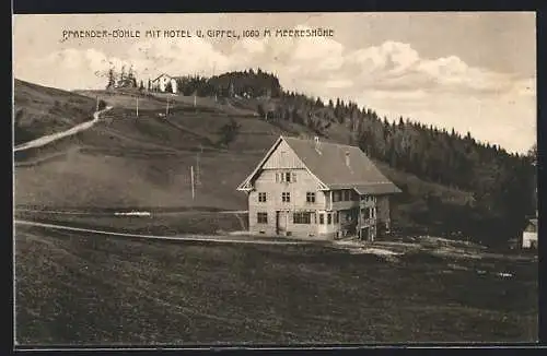 AK Bregenz, Gasthaus Pfänder-Dohle mit Hotel und Gipfel