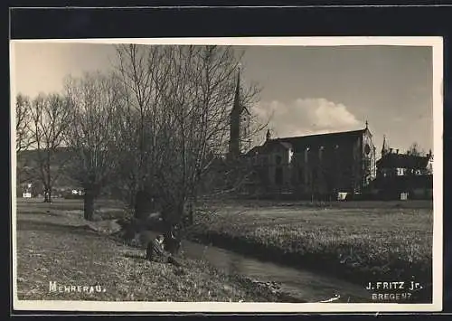 AK Mehrerau, Flusspartie mit Kirche