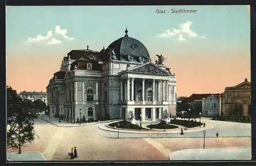 AK Graz, Stadttheater mit Rundanlage