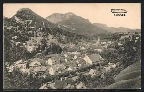 AK Bad Aussee, Ortsansicht mit Gipfeln aus der Vogelschau