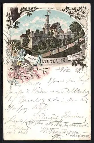 Lithographie Altenburg b. Bamberg, Darstellung der Burg