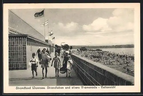 AK Berlin-Wannsee, Strandleben und obere Promenade