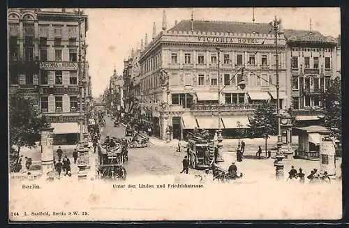 AK Berlin, Hotel und Café Victoria, Unter den Linden Ecke Friedrichstrasse