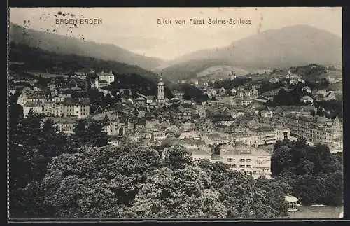 AK Baden-Baden, Blick von Fürst Solms-Schloss