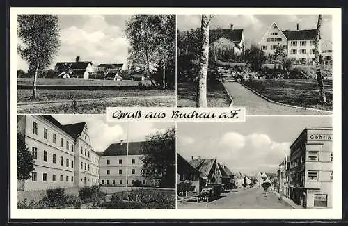 AK Buchau a. F., Ortspartie, Strassenpartie mit Lastkraftwagen