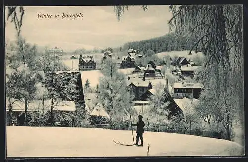 AK Bärenfels, Ortsansicht mit Skiläufer