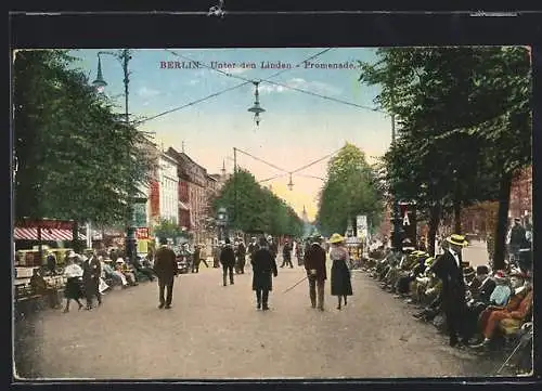AK Berlin, Unter den Linden, Auf der Promenade