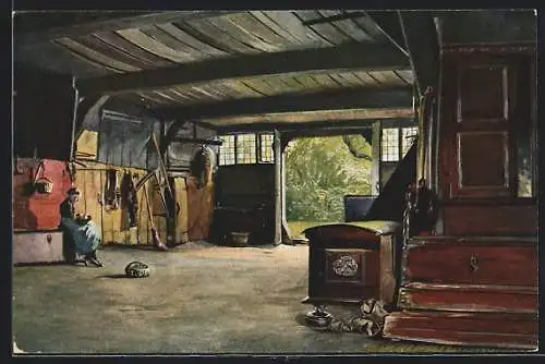 AK Hamburg-Neuengamme, Groot Dähl, Kate der Witwe Hitscher