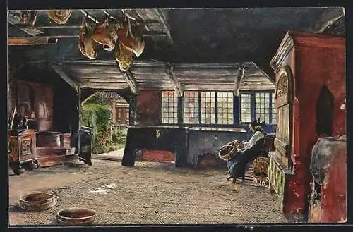 AK Hamburg-Neuengamme, Im Flett des Katens der Wwe Hitscher