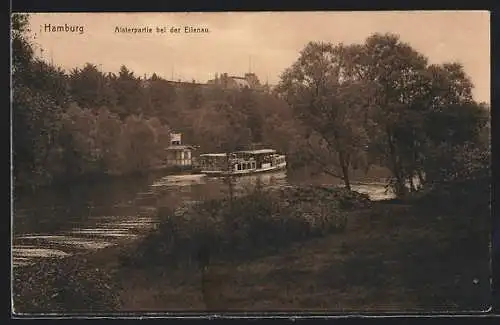 AK Hamburg-Hohenfelde, Alsterpartie bei der Eilenau