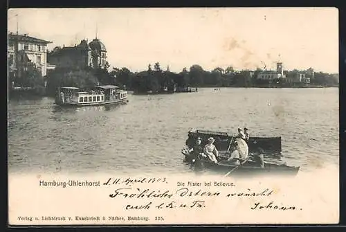 AK Hamburg-Uhlenhorst, Die Alster bei Bellevue