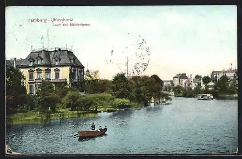 AK Hamburg-Uhlenhorst, Teich bei Mühlenkamp