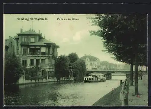 AK Hamburg-Harvestehude, Partie an der Alster