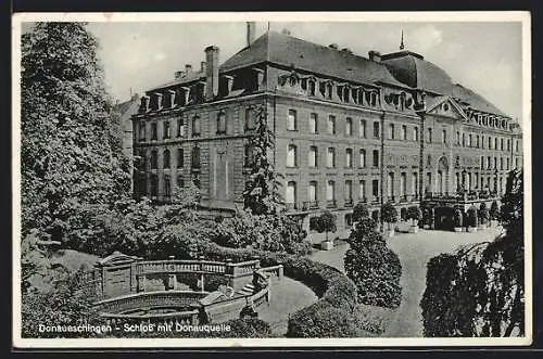 AK Donaueschingen, Schloss mit Donauquelle