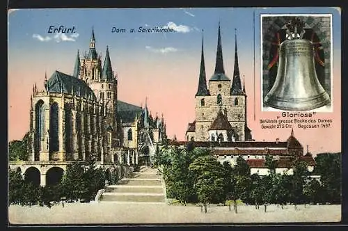 AK Erfurt, Dom und Severikirche mit Glocke Gloriosa