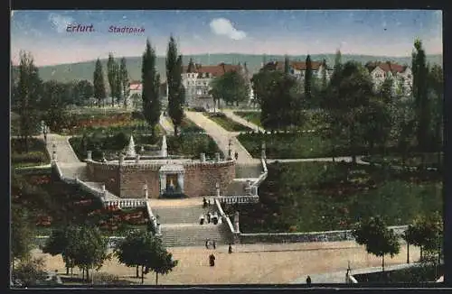 AK Erfurt, Blick auf Stadtpark