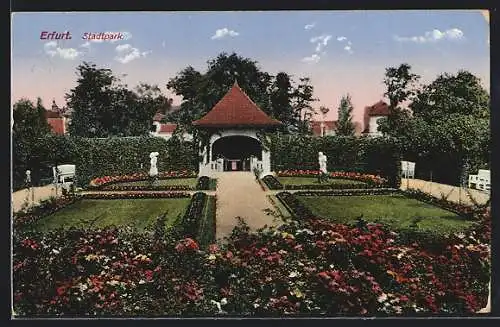 AK Erfurt, Stadtpark mit Blütenpracht