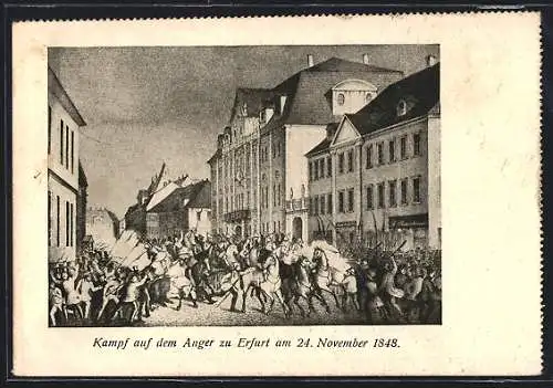 Künstler-AK Erfurt, Kampf auf dem Anger zu 24. November 1848