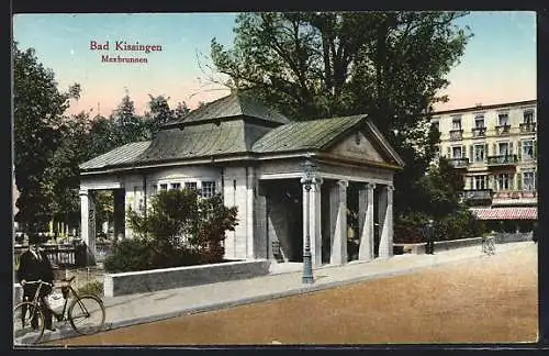 AK Bad Kissingen, Maxbrunnen, Mann mit Fahrrad