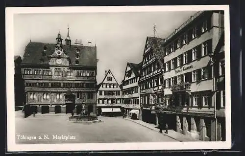 AK Tübingen a. N., Marktplatz mit Hotel Lamm