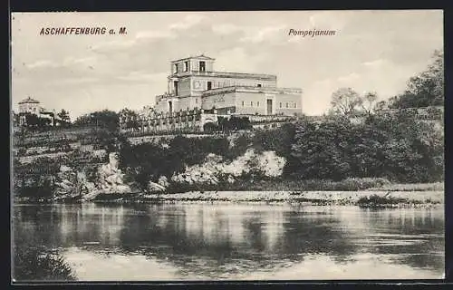 AK Aschaffenburg a. M., Pompejanum am Fluss