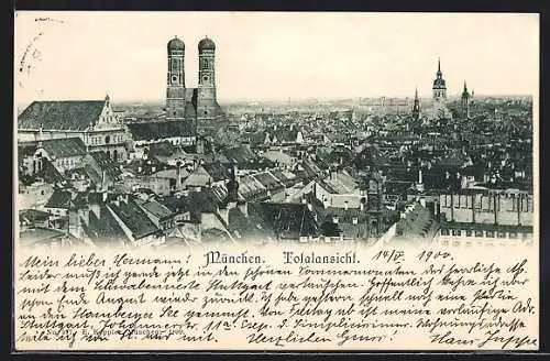 AK München, Totalansicht mit Frauenkirche