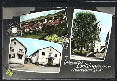 AK Britzingen in Baden /Markgräfler Land, Gasthaus, Ortspartie, Teilansicht