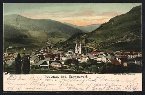 AK Todtnau /bad. Schwarzwald, Ortsansicht aus der Vogelschau