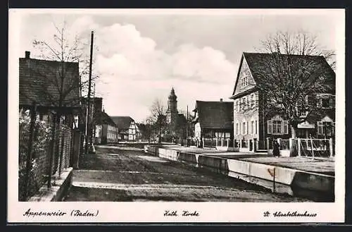 AK Appenweier / Baden, Kath. Kirche und St. Elisabethenhaus