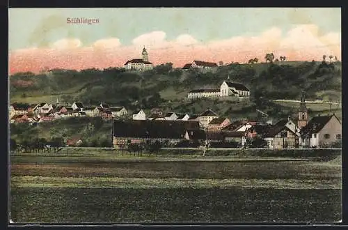 AK Stühlingen, Ortsansicht hinter Feldern