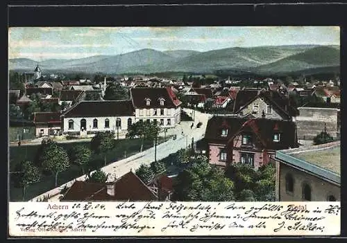 AK Achern, Teilansicht mit Strassenpartie