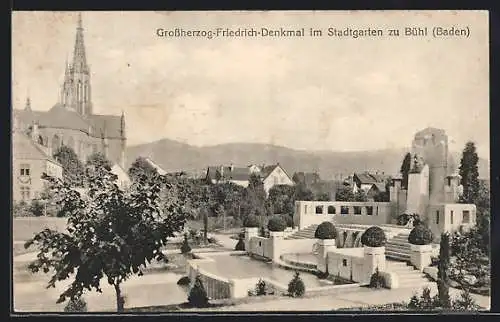 AK Bühl / Baden, Grossherzog-Friedrich-Denkmal im Stadtgarten