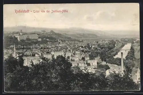 AK Rudolstadt, Totale von der Justinen-Höhe